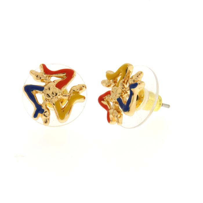Boucles d'oreilles en métal avec trinacria sur le lobe