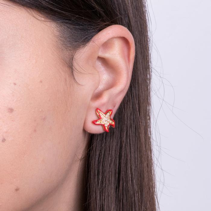 Orecchini in Metallo con stella marina rossa