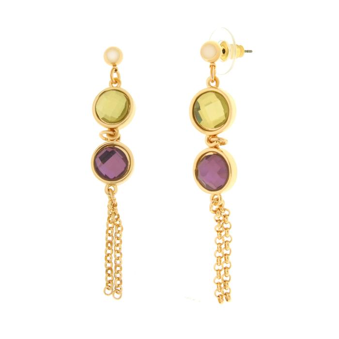 Boucles d'oreilles en métal avec cristaux suspendus