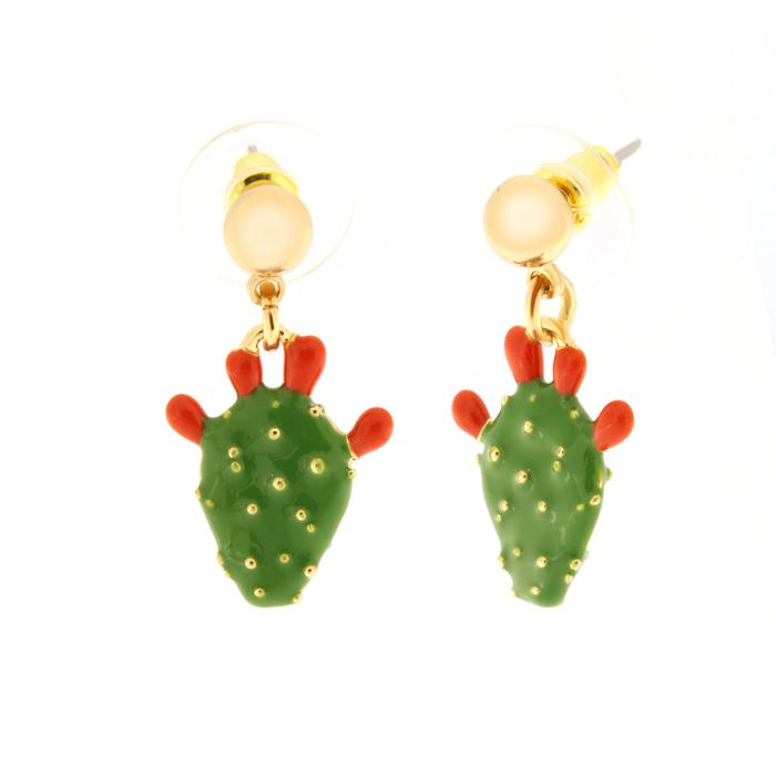 Boucles d'oreilles en métal avec cactus suspendu