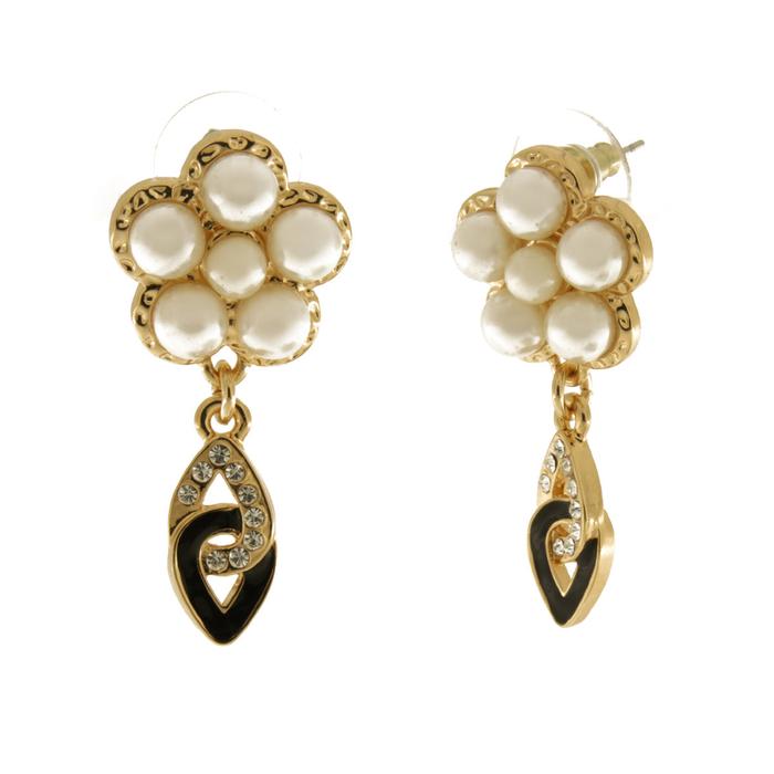 Orecchini in Metallo con fiore a perle e pendente