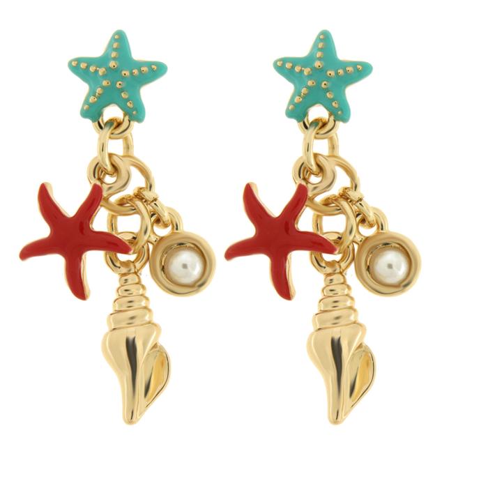 Orecchini in Metallo con conchiglia e stelle marine