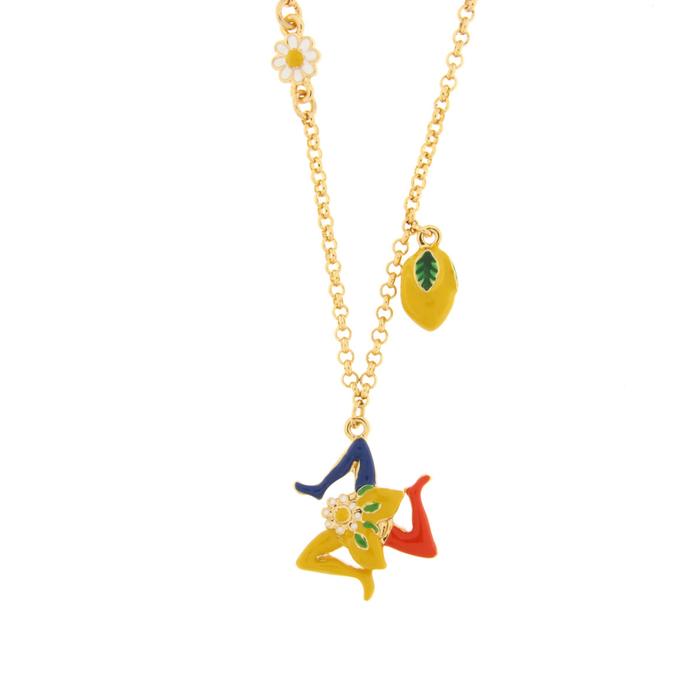 Collier en métal avec Trinacria et citrons