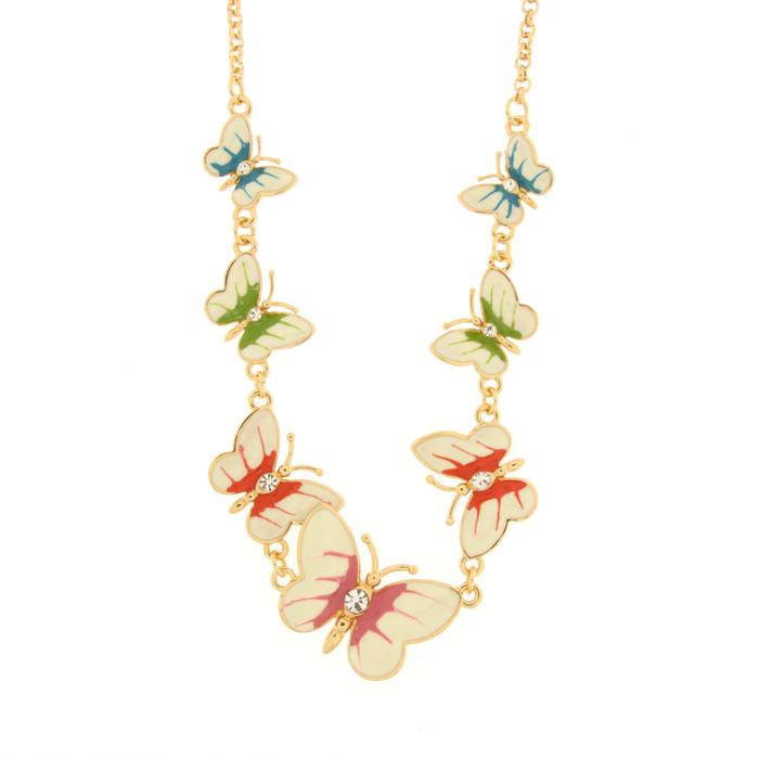 Collana in Metallo con farfalle bianche colorate