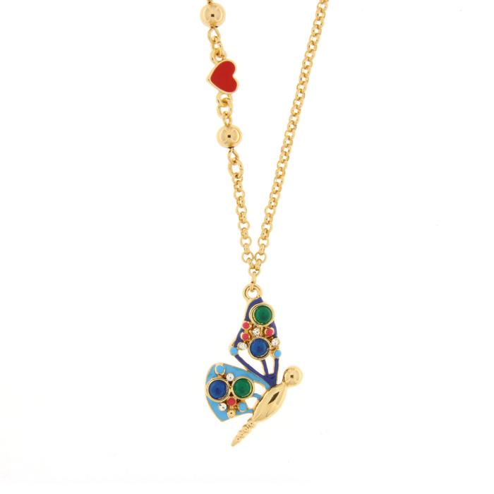 Collier en métal avec papillon coloré