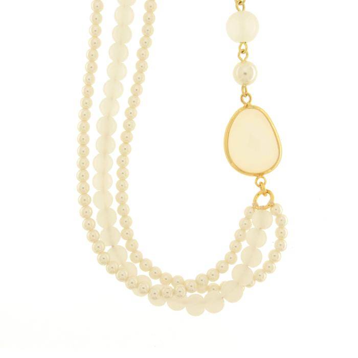 Collana in Metallo con multifilo di perle e cristallo