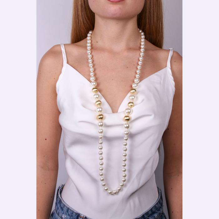 Collana in Metallo con perle biache e oro