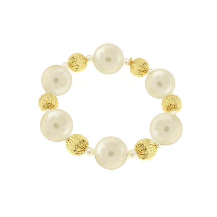 Metal bracelet with pearls and gold details