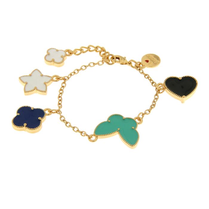 Bracciale in Metallo con farfalla, fiori e cuori colorati