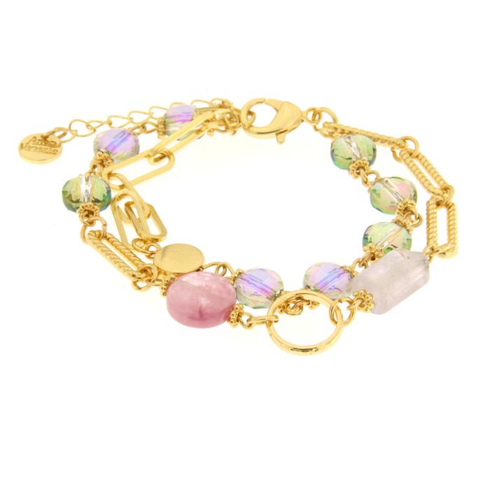 Bracciale in Metallo multifilo con cristalli e pietre viola