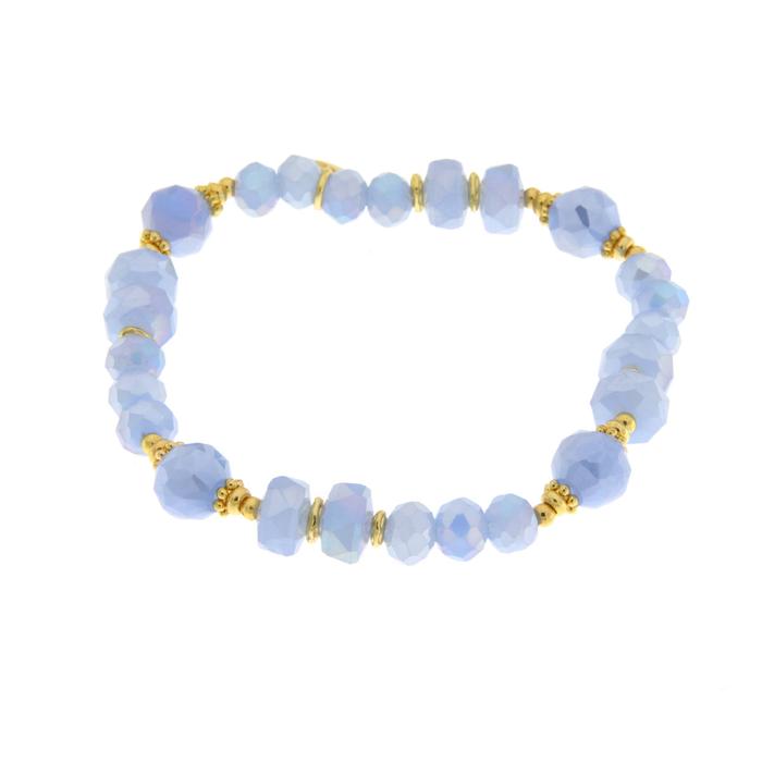 Bracciale in Metallo con sfere azzurre e dettagli dorati
