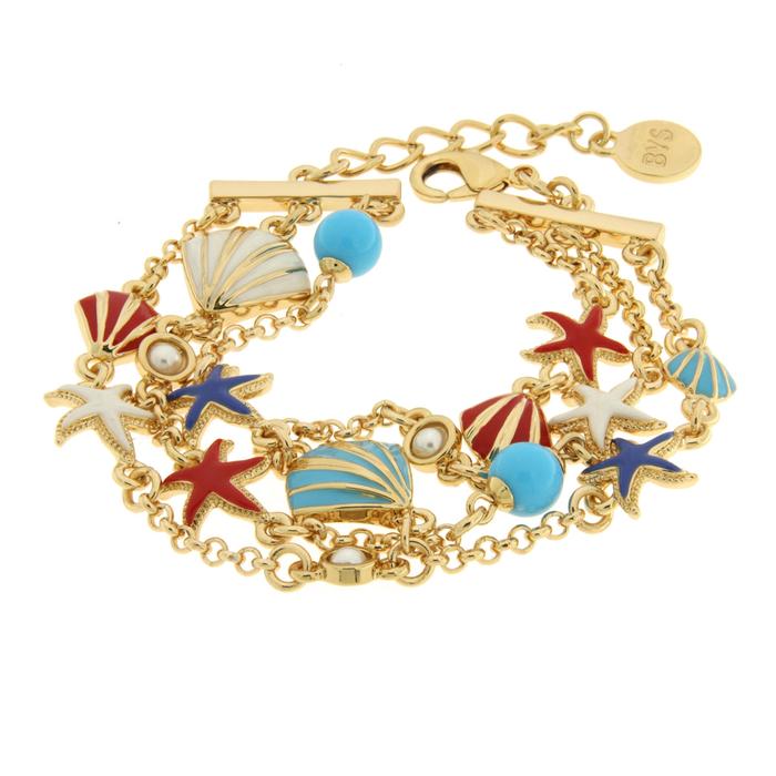 Bracciale in Metallo con conchiglie e stelle marine