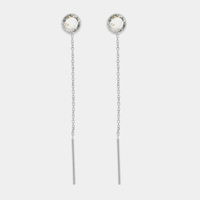 Boucles d'oreilles longues en argent 925 avec point lumineux