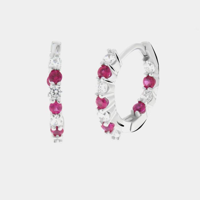 Orecchini a cascata in Argento 925‰ e Zirconi bianchi e rosa | Gioielli