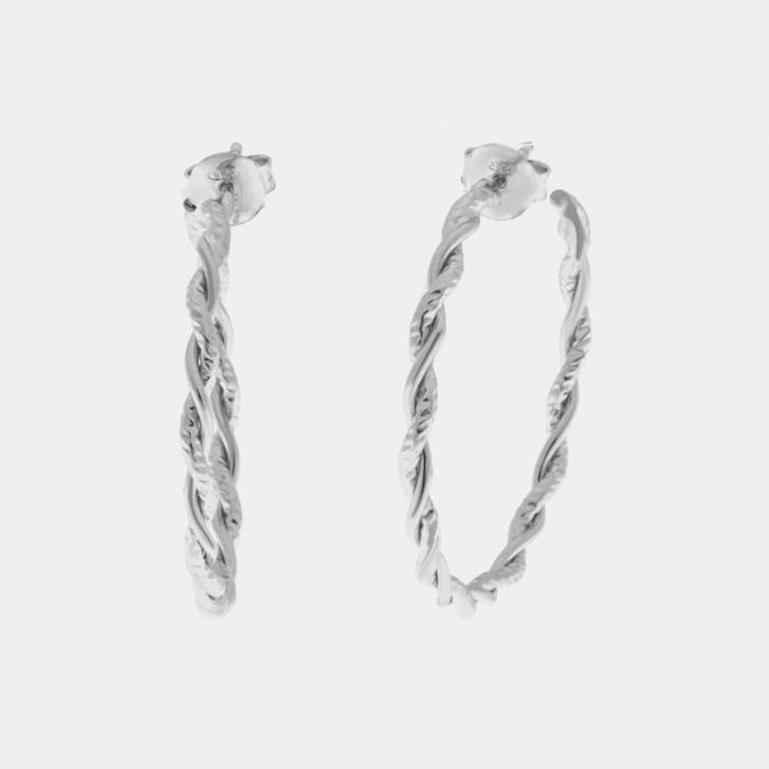 Orecchini A Cerchio In Argento 925 Placcato Rodio, Diametro 25 Mm, Finitura Lucida, Classici E Versatili