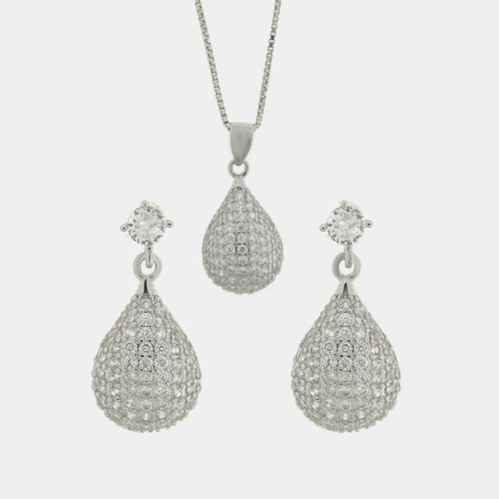 Set in Argento 925 ovale con zirconi