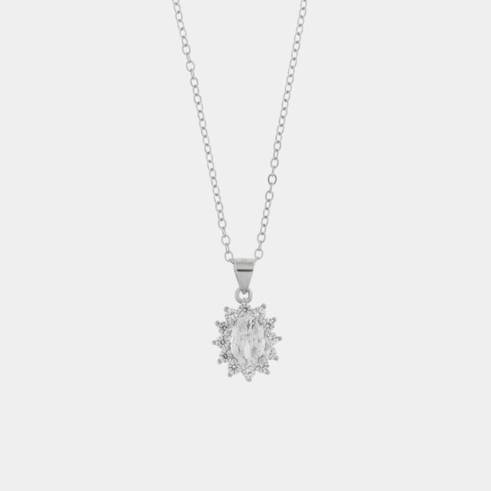 925 Silver Necklace with Clear Zirconia
