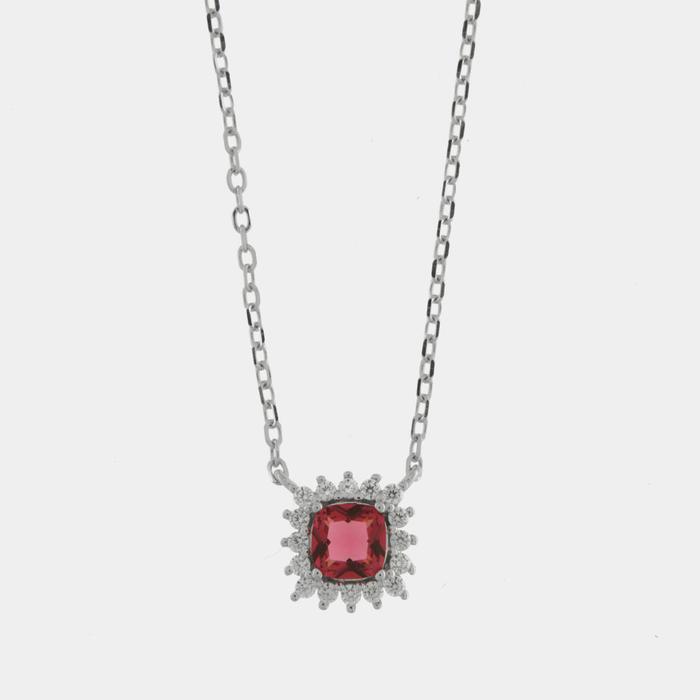 Collana in Argento 925 con zircone rosso