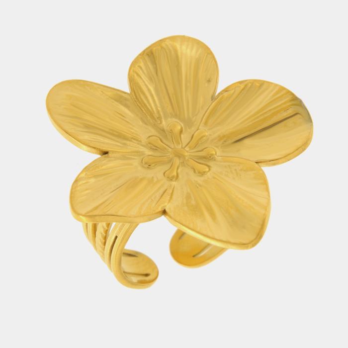Bague en acier avec fleur