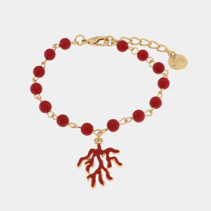 Bracciale in Metallo con ramo di corallo