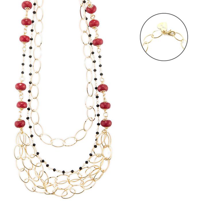 Collier en rubellite rouge et onyx