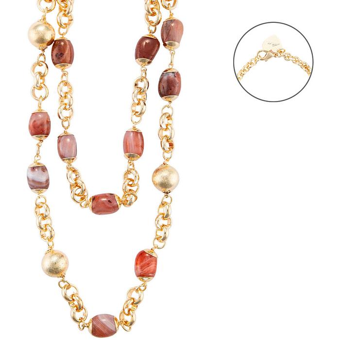 Collier en agate et pierre rouge