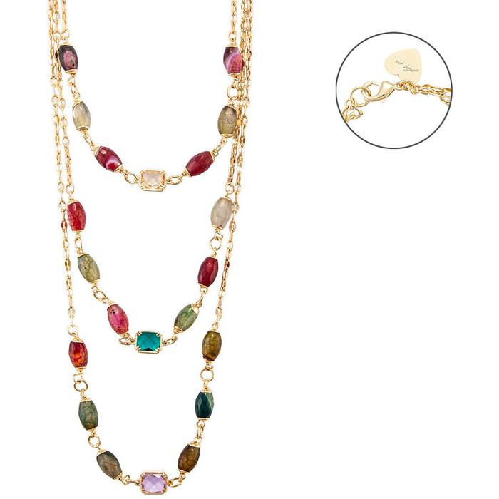 Collier en agate de verre multicolore