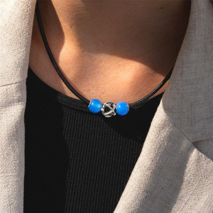 Agate bleu foncé ronde