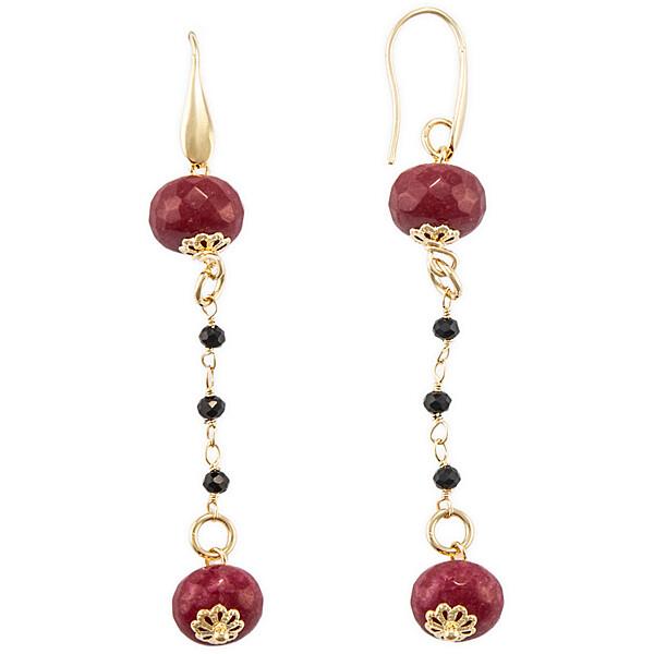 Red Rubellite and Onyx Earrings