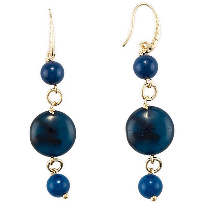 Boucles d'oreilles en agate bleue