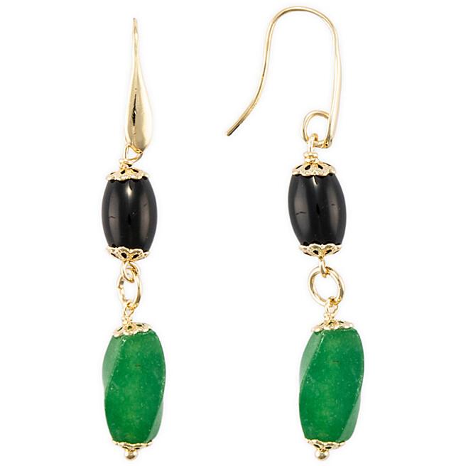 Boucles d'oreilles en onyx et jade vert