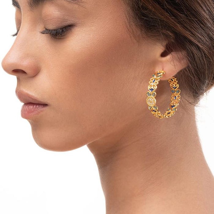 Grandes boucles d'oreilles en rosace de lapilli bleu