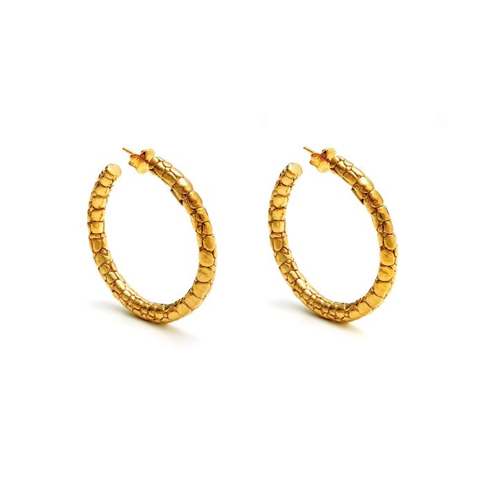 Grandes boucles d'oreilles créoles en crocodile