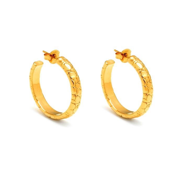 Moon Crocodile Hoop Earrings