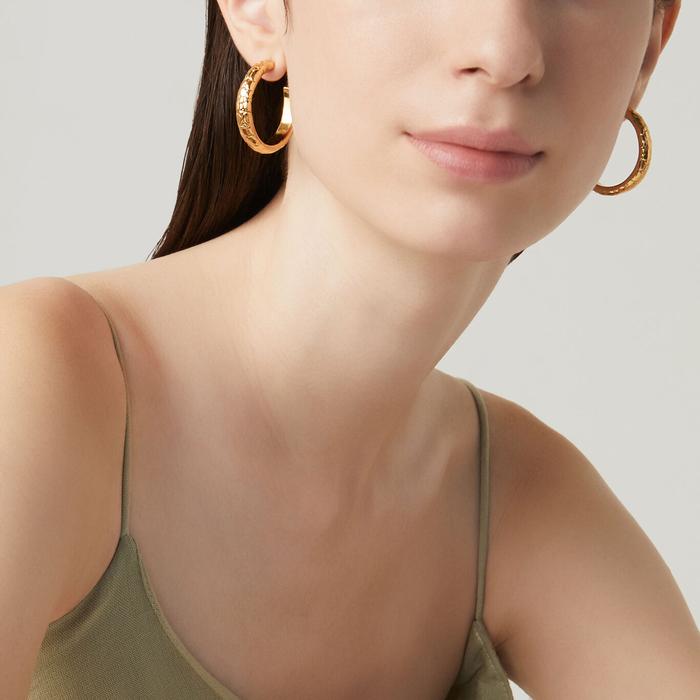 Moon Crocodile Hoop Earrings