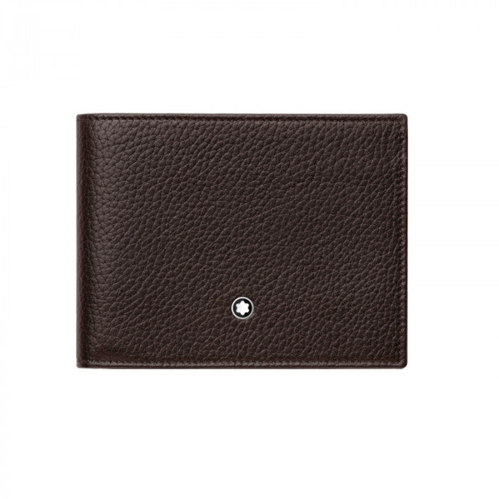 Portefeuille à 6 compartiments en cuir grainé souple marron
