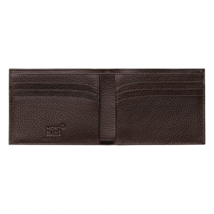Portefeuille à 6 compartiments en cuir grainé souple marron