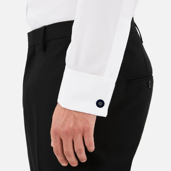 Gemelli rotondi di acciaio pregiato con resina blu