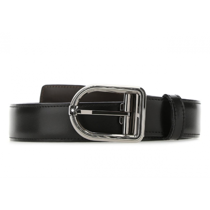 Montblanc Reversible Belt with Palladium and Ruthenium Pin Buckle