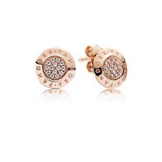 Orecchini a lobo scintillanti con logo Pandora