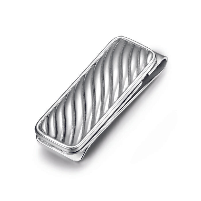 Rectangular striped money clip