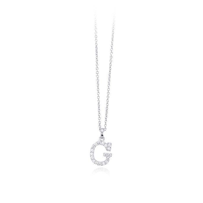Collier pendentif lettre G zircone