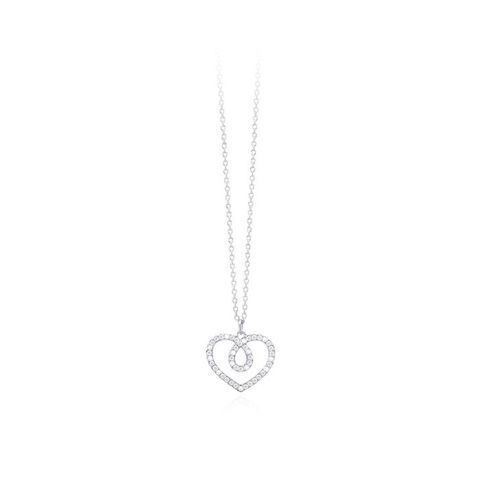 Girocollo halsketten pendente cuore incrocio zirconi
