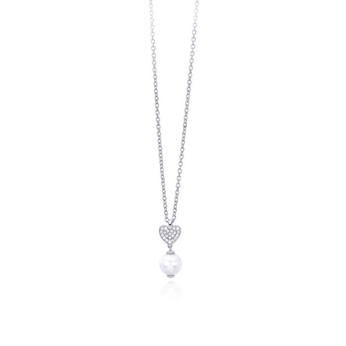 Girocollo halsketten pendente cuore + perla