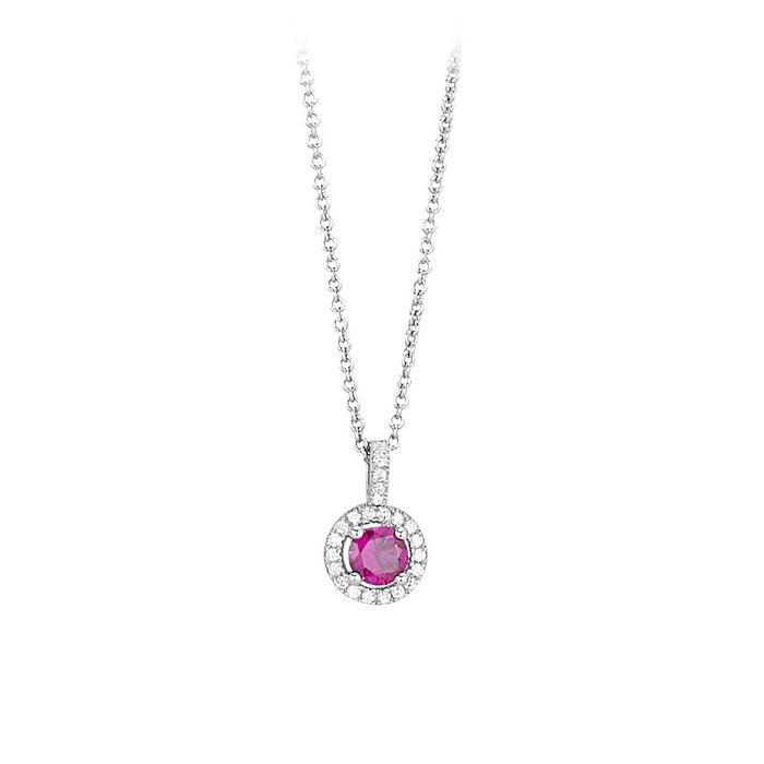 Girocollo halsketten pendente pietra rossa giro strass