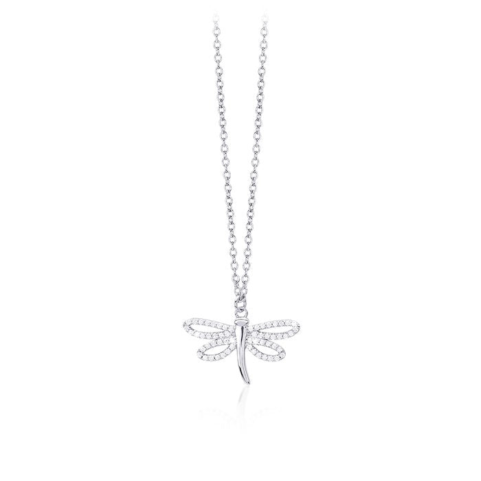 Collier ras du cou avec pendentif libellule en zircone