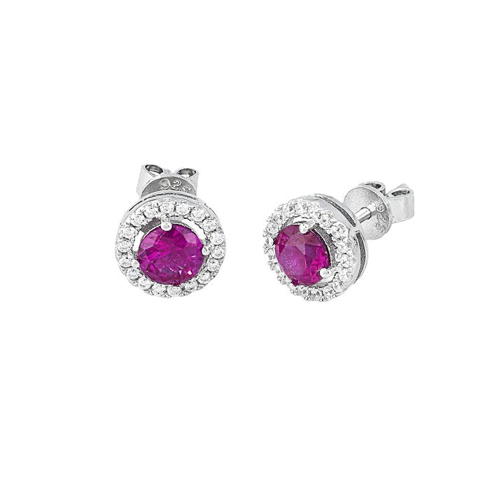 Orecchini pietra rossa giro strass