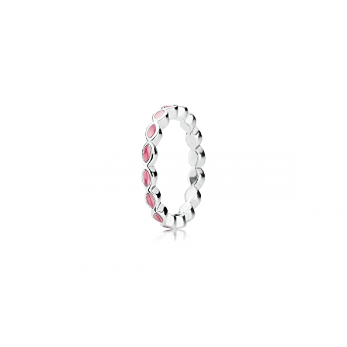 Anello giro ovali smaltati rosa
