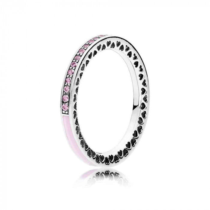 Anello cuori radiosi rosa