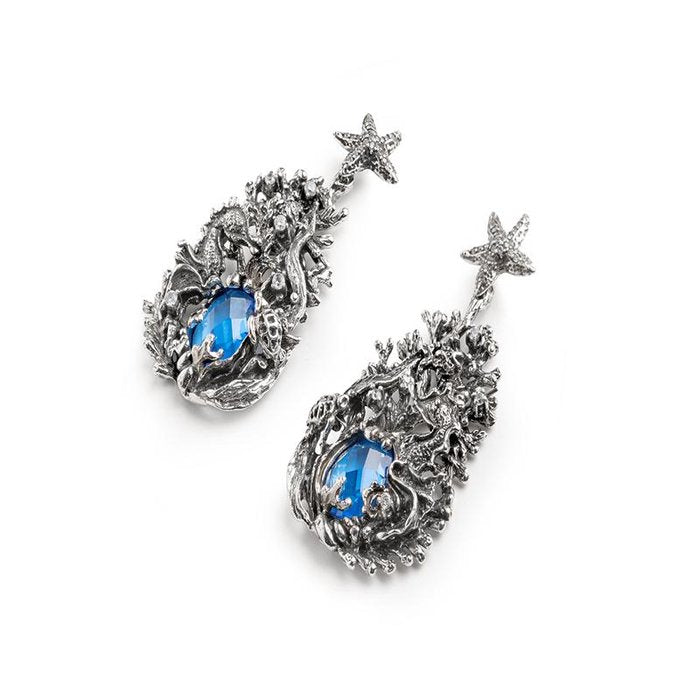 Aqua Blue Siamite Nude Earrings